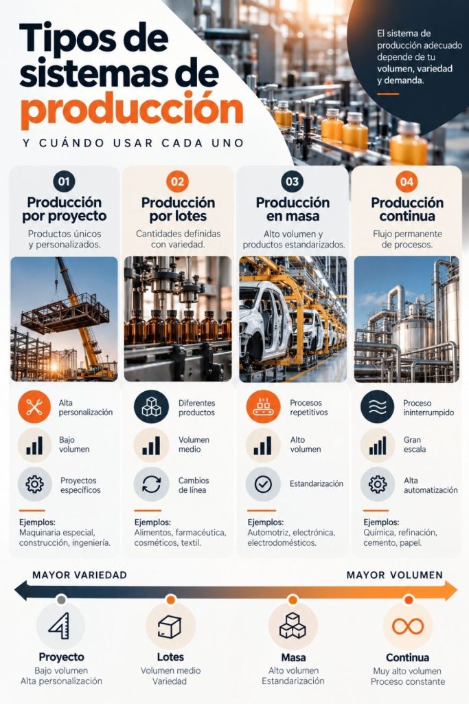 infografia tipos de sistemas de produccion